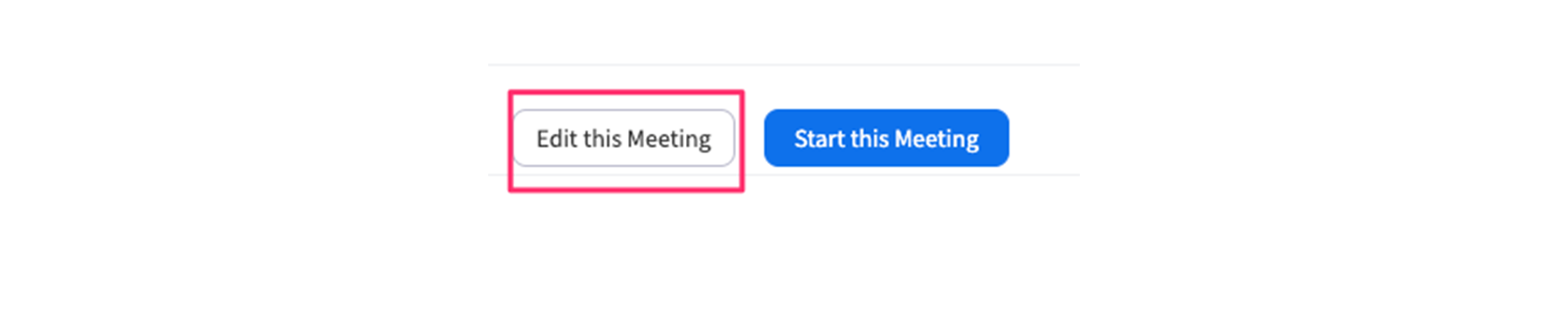 Screenshot of the Zoom interface where you can 'edit this meeting'.